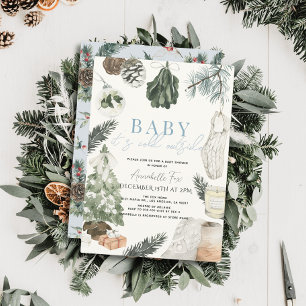 Invitación Boho Watercolor Blue Holiday Boy Baby Shower