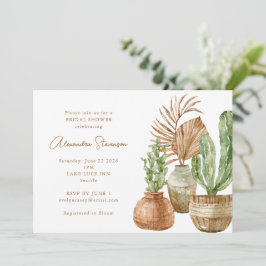 Invitación Boho Watercolor Cactus Pampas Planta Bridal Shower