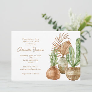 Invitación Boho Watercolor Cactus Pampas Planta Bridal Shower