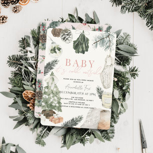 Invitación Boho Watercolor Chica de vacaciones rosa Baby Show