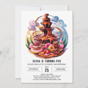 Invitación Boho Watercolor Chocolate cumpleaños