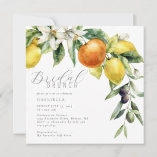 Invitación Boho Watercolor Citrus Lemon Naranja Bridal Ducha