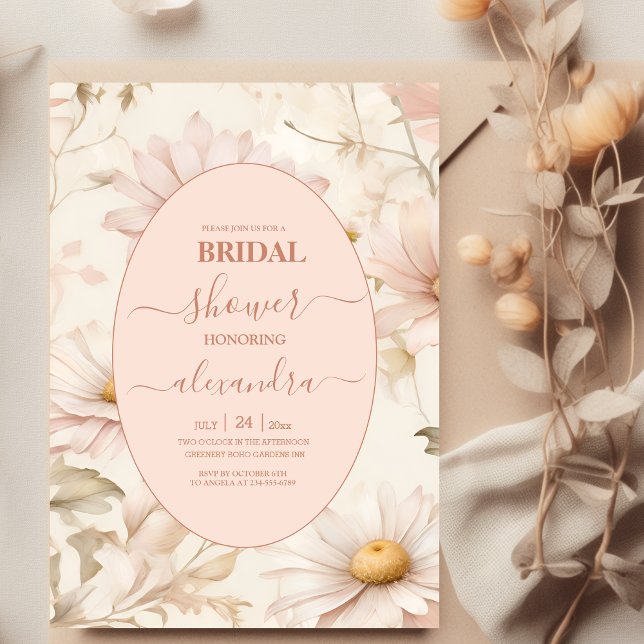 Invitación Boho Watercolor Daisy Bridal Shower (Subido por el creador)