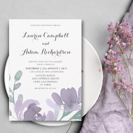 Invitación Boho Watercolor Dusty Purple Florals Boda