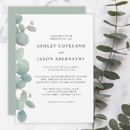 Invitación Boho Watercolor Eucalyptus Border Boda