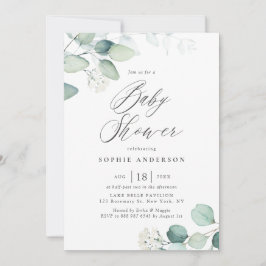 Invitación Boho Watercolor Eucalyptus deja Baby Shower