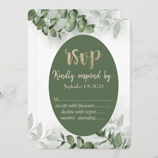 Invitación Boho Watercolor Eucalyptus Greenery RSVP (Anverso / Reverso)