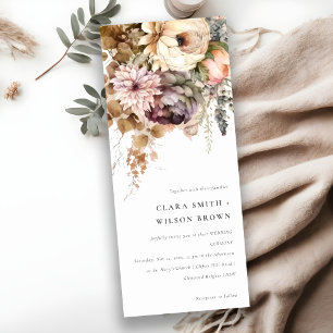 Invitación Boho Watercolor Fall Boda del Bunch floral de otoñ