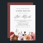 Invitación Boho Watercolor Fall Flowers Bat Mitzvah<br><div class="desc">Invite a su familia y amigos a su evento con esta invitación de mitzvah de murciélago personalizable. Cuenta con una acuarela otoñal, una garanda floral y un guión caprichoso. Personalice esta invitación de mitzvah de murciélago acuático añadiendo sus detalles. Esta invitación de mitzvah de murciélago floral es perfecta para mitzvahs...</div>