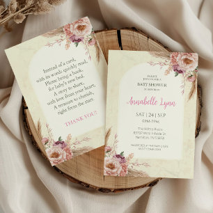 Invitación Boho Watercolor Floral Arched Baby Shower