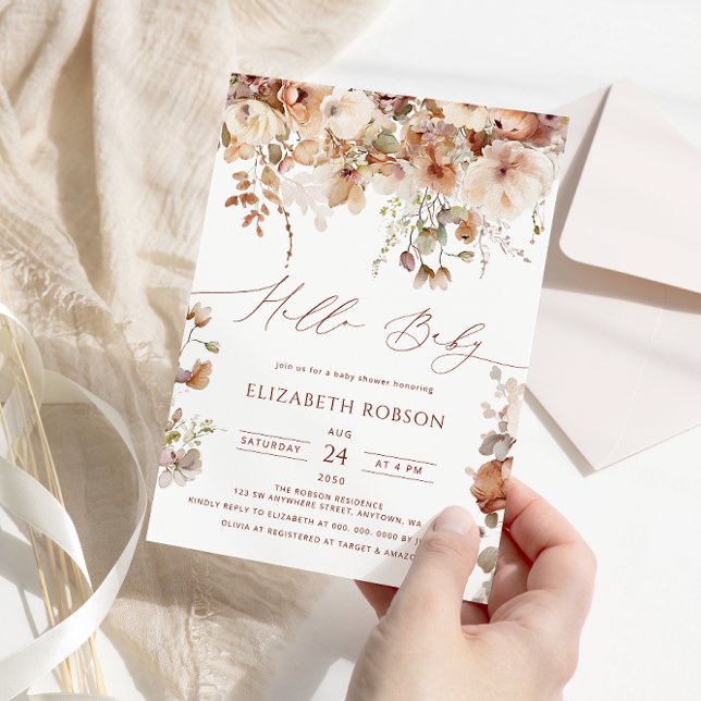 Invitación Boho Watercolor Floral Baby Shower (Subido por el creador)
