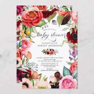 Invitación Boho Watercolor Floral Baby Shower