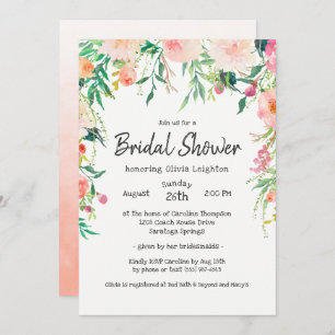 Invitación Boho Watercolor Floral Bridal Shower