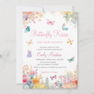 Invitación Boho Watercolor Floral Butterfly Chica Baby Shower