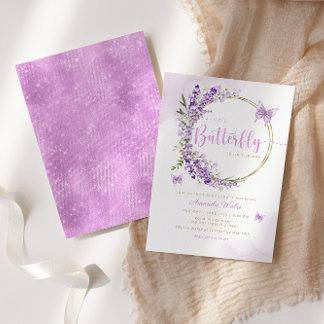 Invitación Boho Watercolor Floral Butterfly Chica Baby Shower