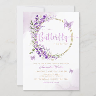 Invitación Boho Watercolor Floral Butterfly Chica Baby Shower