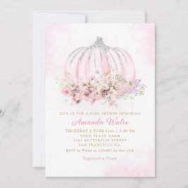 Invitación Boho Watercolor Floral Chica de calabaza Baby Show