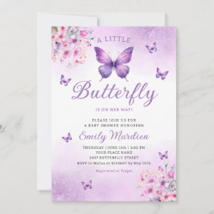 Invitación Boho Watercolor Floral Chica Mariposa Baby Shower