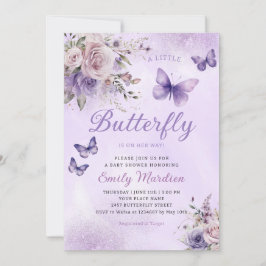 Invitación Boho Watercolor Floral Chica Mariposa Baby Shower
