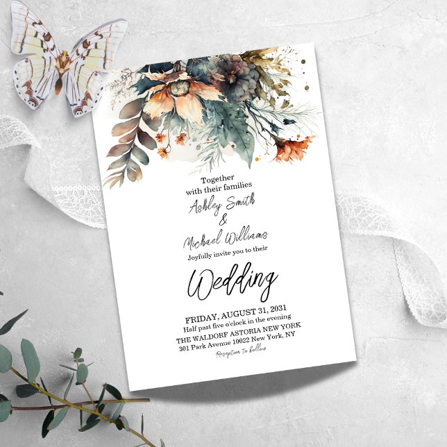 Invitación Boho Watercolor Floral Flor silvestre Boda (Subido por el creador)