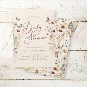 Invitación Boho Watercolor Floral Floral Wildflower Baby Show