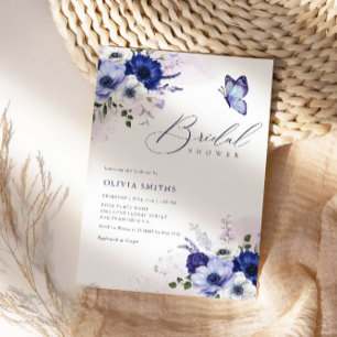 Invitación Boho Watercolor Floral Mariposa Británica Ducha