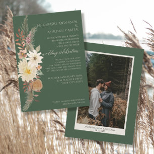 Invitación BOHO Watercolor Floral Pampas Bosque de hierba ver