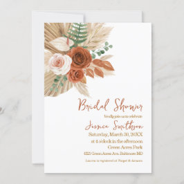 Invitación Boho Watercolor Floral Pompas Ducha de Novias Gras