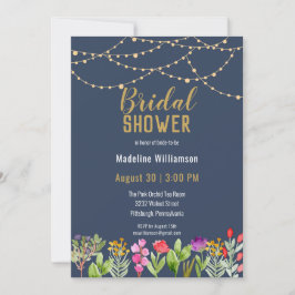 Invitación Boho Watercolor Floral String Lights Save the Date