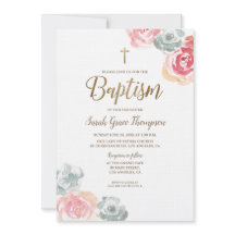 Boho Watercolor flores bebe rosa Baptismo