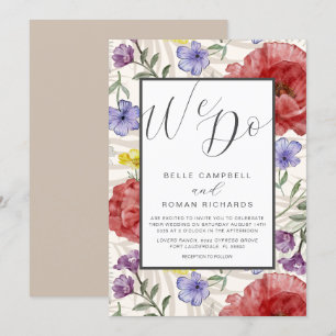 Invitación Boho Watercolor Flores salvajes Boda beige