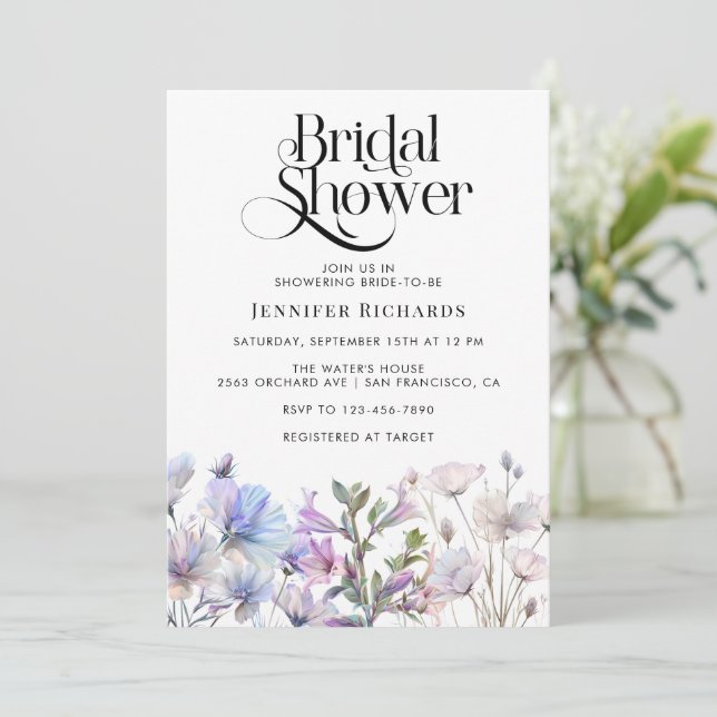Invitación Boho Watercolor Flores salvajes Ducha de novias (Anverso de pie)