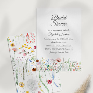 Invitación Boho Watercolor Flores salvajes Ducha de novias