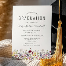 Boho Watercolor Flores salvajes Fiesta de Graduaci