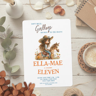 Invitación Boho Watercolor Flores silvestres Chica de caballo
