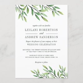 Invitación Boho Watercolor Greenery Elegante Clásico