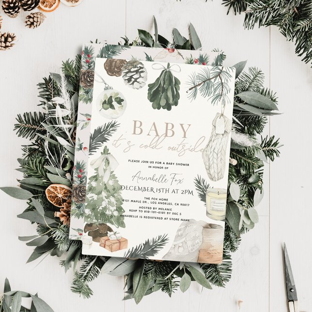 Invitación Boho Watercolor Holiday Baby Shower (Subido por el creador)