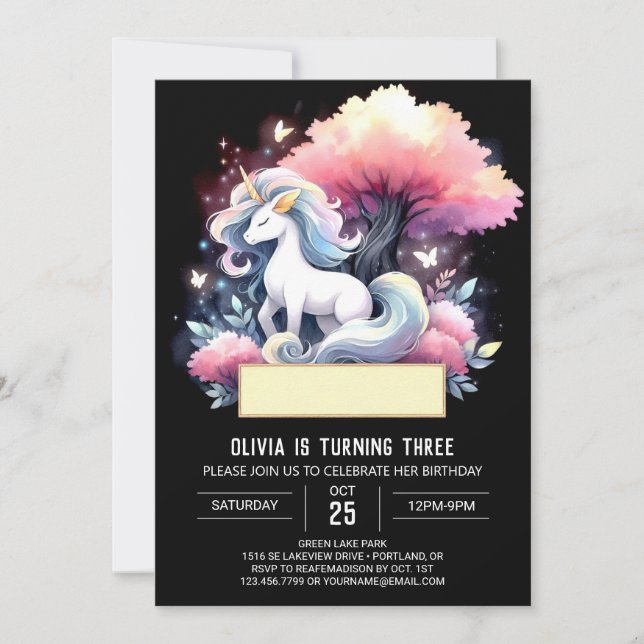 Invitación Boho Watercolor Horse Cumpleaños (Anverso)