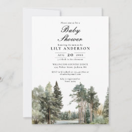 Invitación Boho Watercolor Lake Forest Woodland Baby Shower