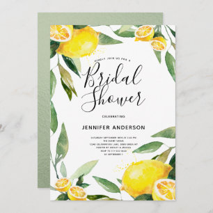 Invitación Boho Watercolor Lemon Bridal Shower