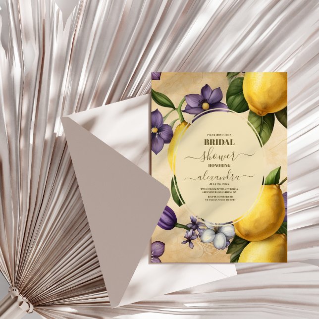 Invitación Boho Watercolor Lemon Bridal Shower (Subido por el creador)