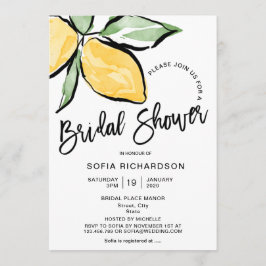 Invitación Boho Watercolor Lemon Citrus Verdor