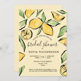 Invitación Boho Watercolor Lemon Citrus Verdor