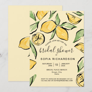 Invitación Boho Watercolor Lemon Citrus Verdor