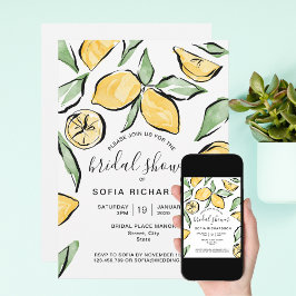 Invitación Boho Watercolor Lemon Citrus Verdor