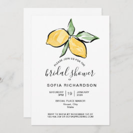 Invitación Boho Watercolor Lemon Citrus Verdor