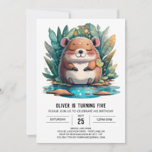 Invitación Boho Watercolor Magic Capybara Birday