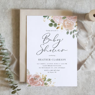 Invitación Boho Watercolor Mauve Feach Baby Shower