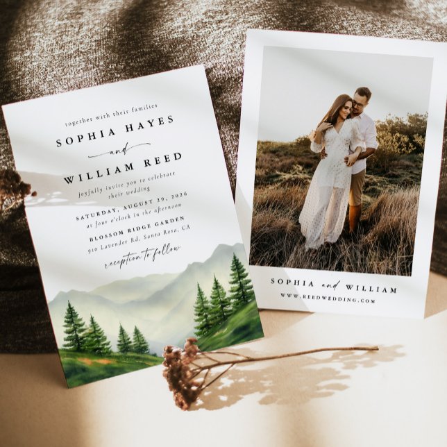 Invitación Boho Watercolor Mountain Boda (Subido por el creador)