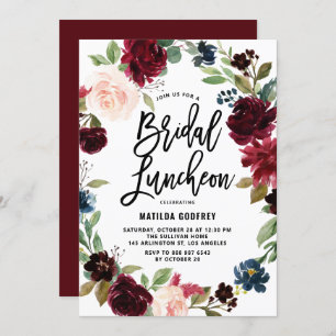 Invitación Boho Watercolor Otoño Floral Bridal Luncheon